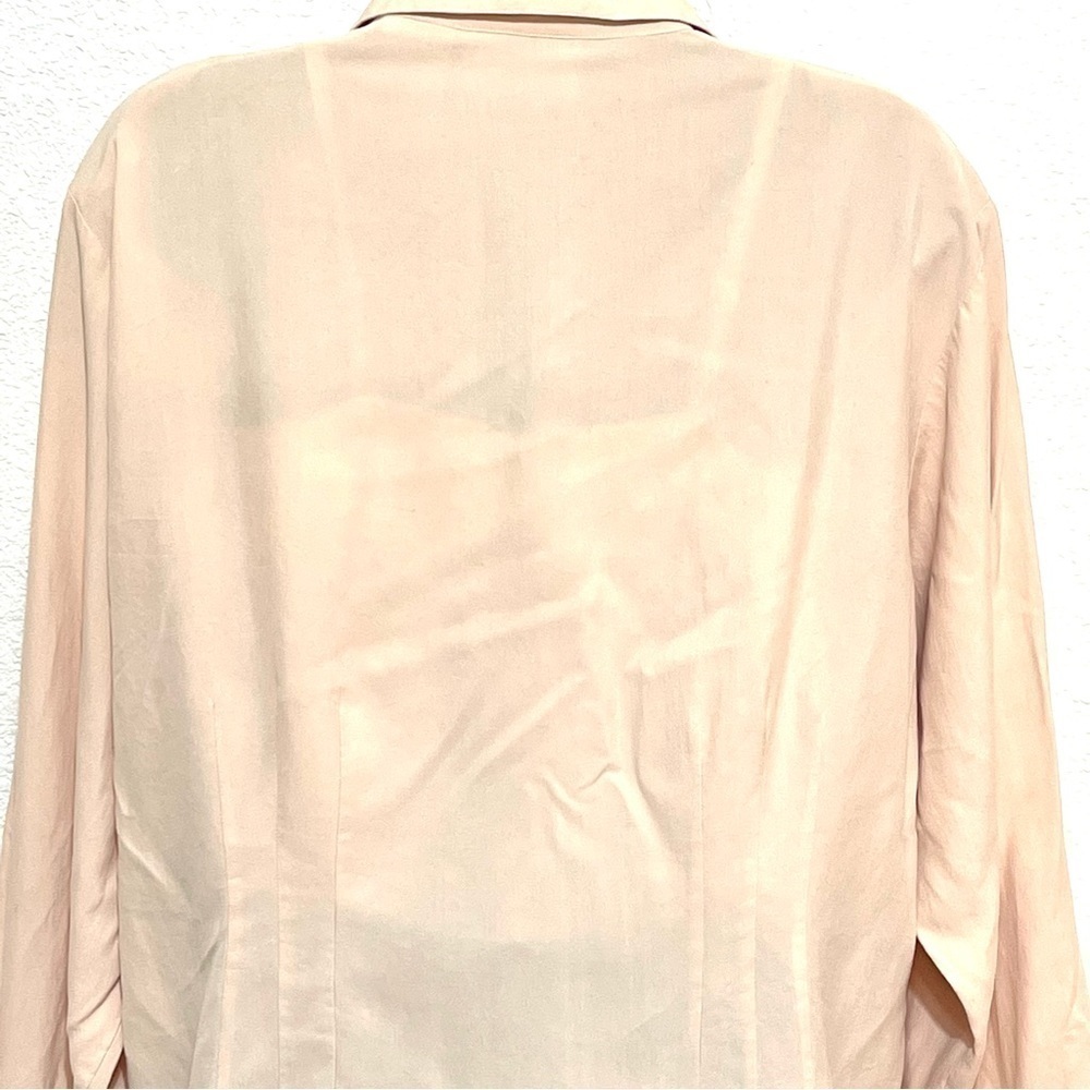 Edward Woman 100% SILK Light Salmon Long Sleeve Button Shirt Size XL - Picture 5 of 12